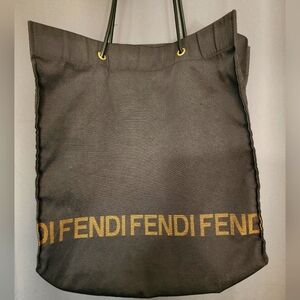 Fendi Roma Vintage Large Tote Black Nylon